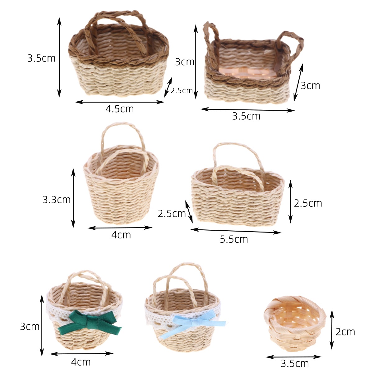 Rattan Plant Basket - 1Pc maison de poupée tissé à
