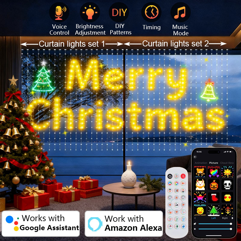 Home Decor Free App - Rideau lumineux intelligent à 400led, lumières