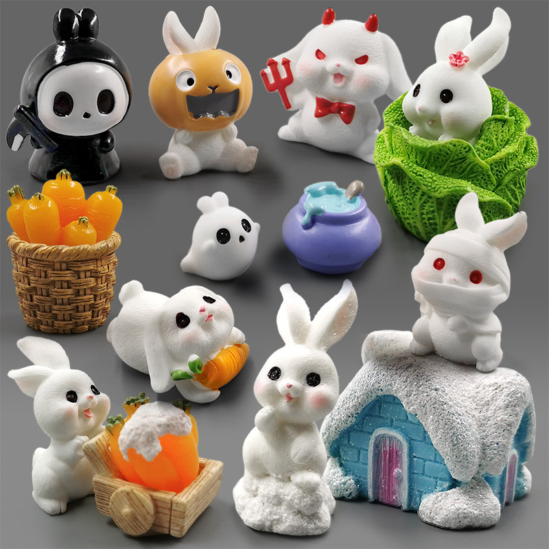 Home Decor Za - Figurine de lapin blanc pour Halloween,